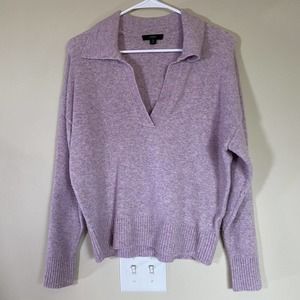 J.CREW collared cotton beach v neck sweater in Lavender Light Purple Small